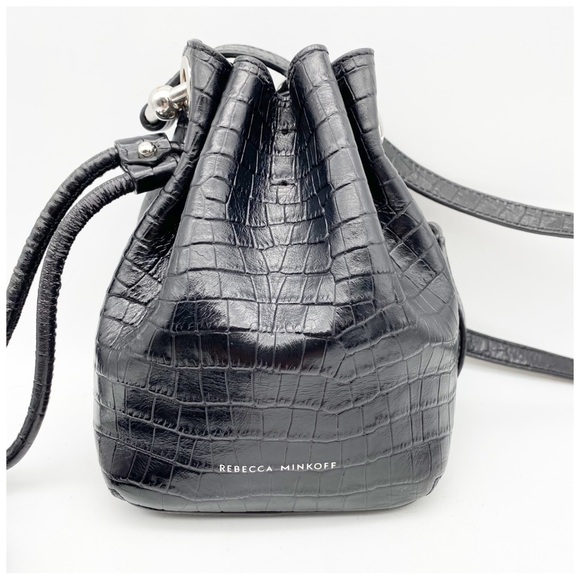Rebecca Minkoff Embossed Leather Mini Kate Bucket Bag in Black - Picture 3 of 15